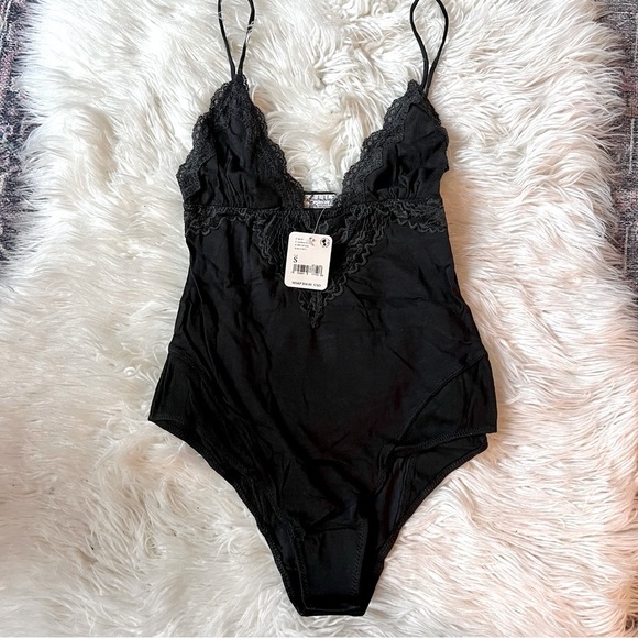 NWT Intimately Free People The Perfect Body Suit in Washed Black Size Small - Picture 2 of 5